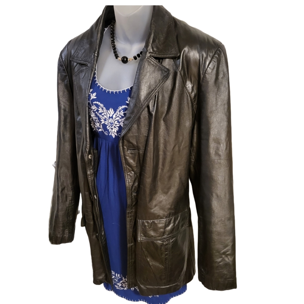 Vtg/70s Bermans Leather Jacket (Unisex) sz 38 in Black